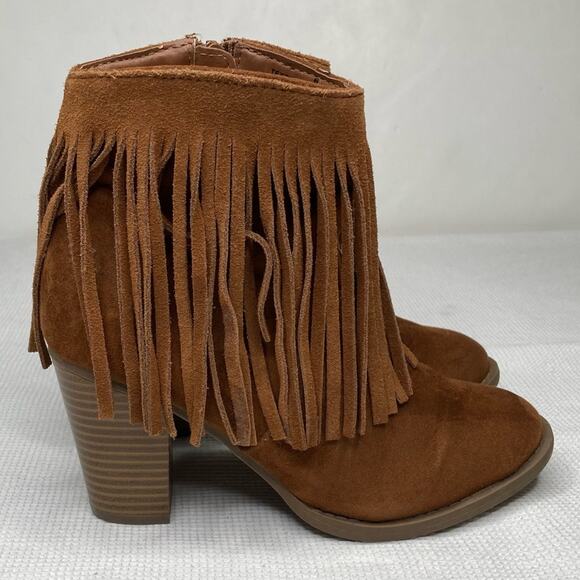 Mossimo Supply Brown Tassel Fringe Ankle Boots Size 6 - Picture 2 of 11